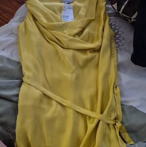 H &M Yellow Silky Sleeveless Dress Size 4
